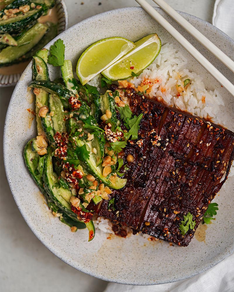 Teriyaki fofu na spôsob hasselback vegan